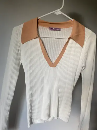 white long sleeve collared top