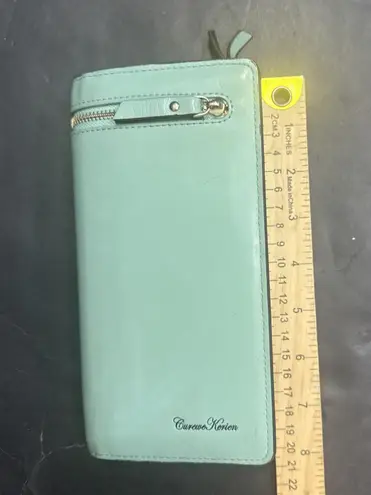 Curewe Kerien Large Bifold Blue Quiet Luxury Minimalist Zipper Clutch Wallet