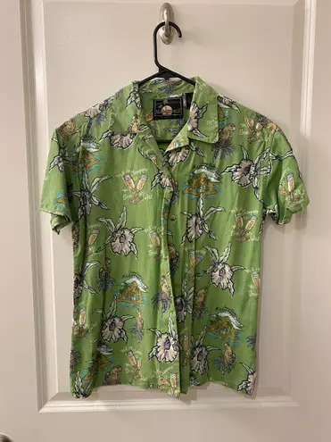 Jimmy Buffett Margaritaville Button Up Tee Green Size M
