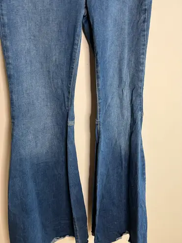 Free People Just Float On Women’s Dark Acid Washed Wide Leg Denim Jeans