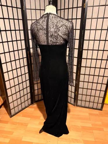 JS Collections JS Boutique Vintage y2k Velour Embellish beads Velvet Long Sleeve Evening Formal