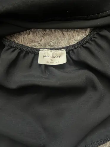 Free Kisses Black Silk Gold Chain Halter Top