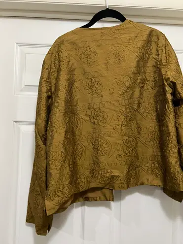 Gold Beaded Open Front Jacket Size XL