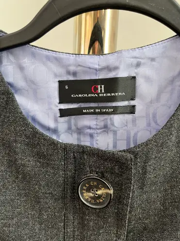 Carolina Herrera Charcoal Grey Button Dress