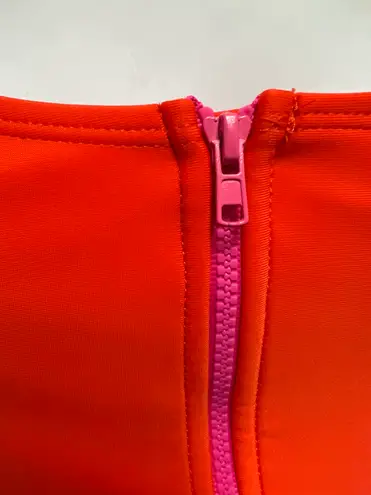 Ymi Orange Front Zip One Piece Swimsuit