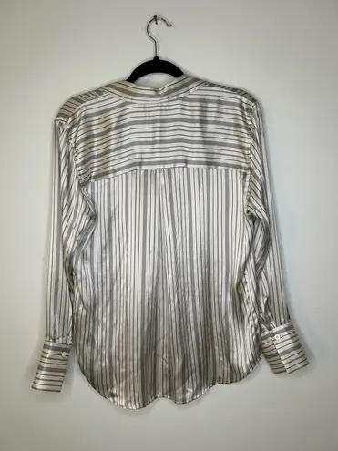 Rails Dorian Silk Satin Stripe Blouse Womens small Long Sleeve Lightweight