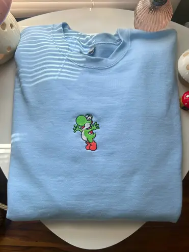 Nintendo Yoshi Super Mario Embroidered Crewneck Sweatshirt