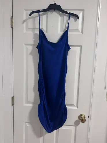 EXPRESS Blue Slip On Mini Dress w/ Side Ties