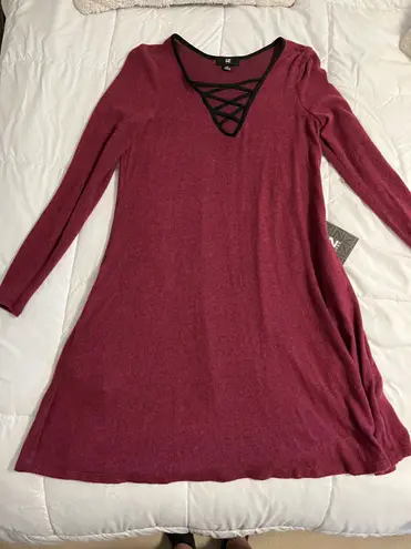 Iz Byer Maroon Sweater Dress