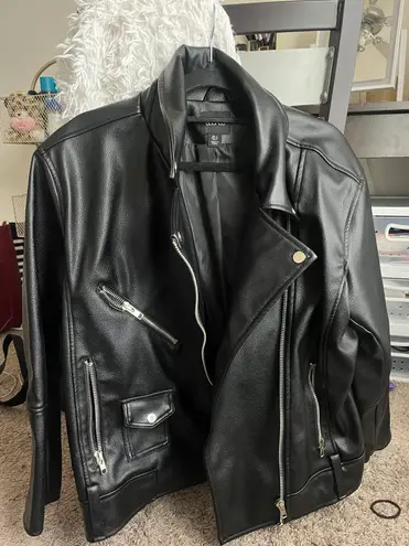 Boohoo oversized leather jacket