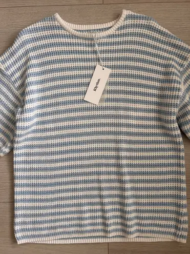 Rhythm NWT Corsica Striped Knit Oversized Sweater in Blue Stripe