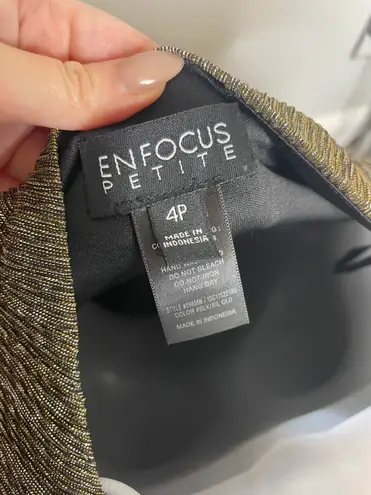 Enfocus Studio Gold Shimmer Bodice Sleeveless Ruched Dress