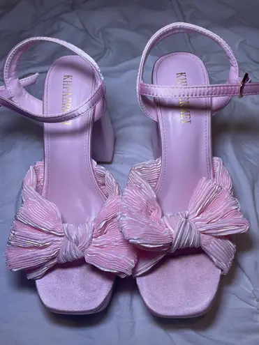 Amazon Pink Bow Knot Chunky Platform Heels Size 8