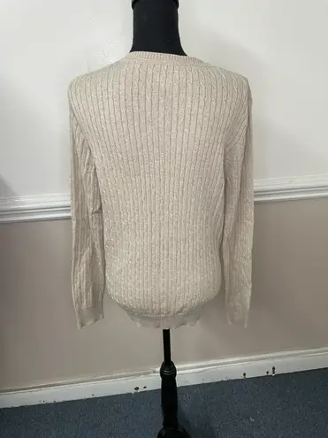 kim rogers Beige Ribbed Crewneck Sweater Size Large