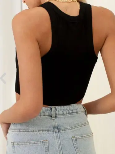 Elevated Black Ribbed Top Size M