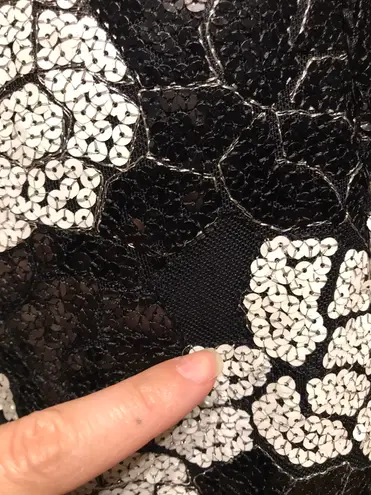 Alyce Designs Vintage Y2k Sequins Floral Print Cutouts Whimsygoth Embellished Beads Formal Evening Prom Coastal Backless