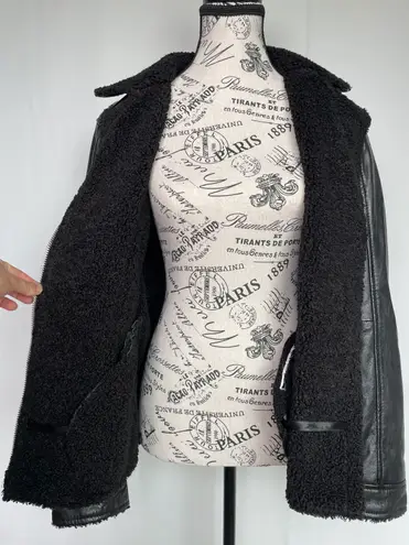 Mauritius Gila lamb leather faux sherpa lined motorcycle jacket size US 6 small