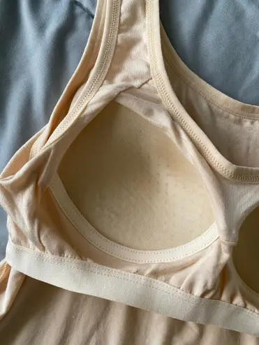 Women Vest Camisole with Built in Shelf Bra Tank Top Comfort Cotton Size M Tan Size M