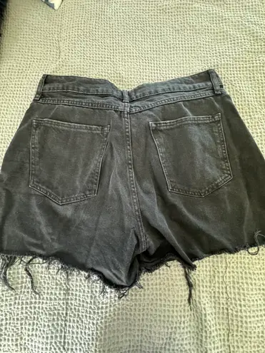 Forever 21 Black Destroyed Denim Wide Leg Shorts