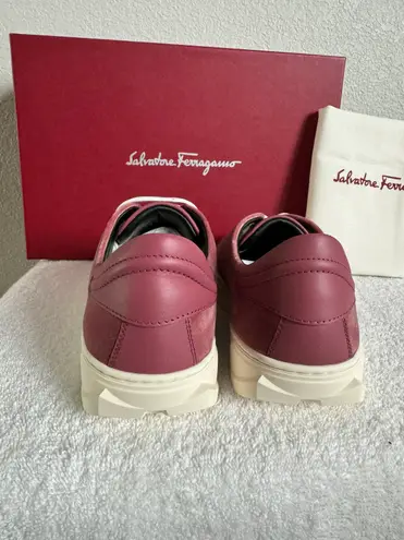Salvatore Ferragamo $685 NEW Womens Cube Sneakers Pink Red Velvet Luxe size 6