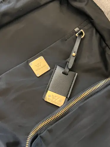 Black Nylon Backpack with Gold Hardware