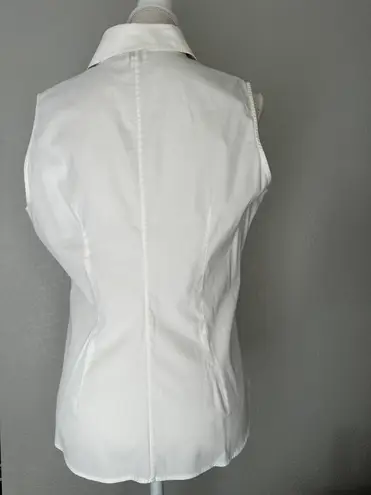 Armani Collezioni Womens White Cotton Button Down Sleeveless Blouse Top Size 12