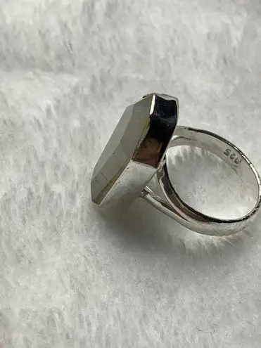 925 Silver Natural Rainbow Moonstone Gemstone Ring Size 5.75