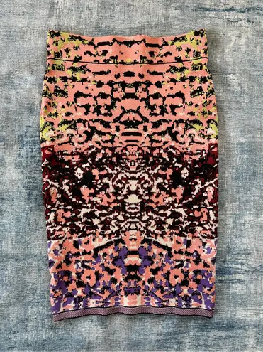 Wow Couture World of Women Pink Purple Yellow Elastic Waist Knit Skirt Large