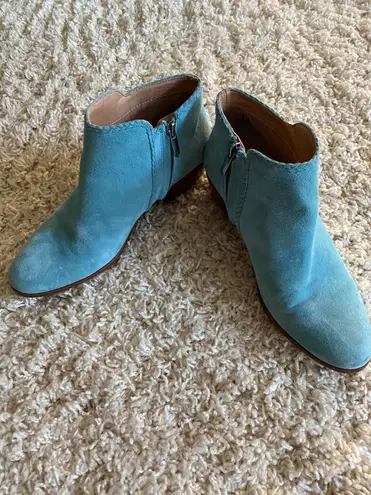 Sam Edelman Blue Suede Chunky Heel Bootie