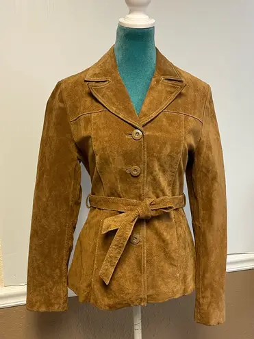 wilson's leather Vintage 2000s Wilson’s Leather Suede Belted Coat |Women’s Small Boho Western Y2K