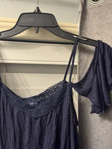 Aeropostale  Crochet Cold Shoulder Navy Top | Small