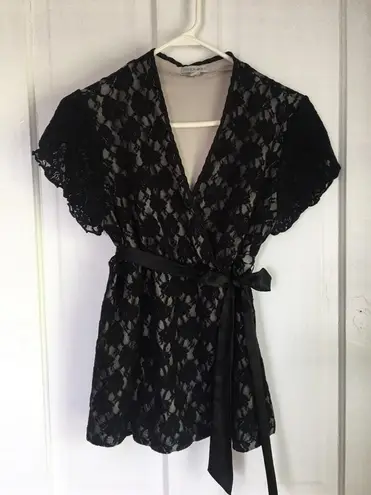 Fashion Bug Black Lace Fashion Blouse Size L