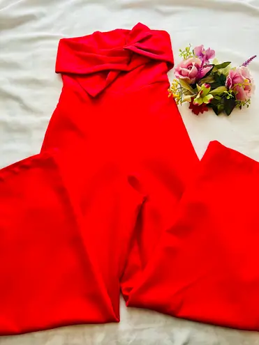 Bloomingdales Red Bow Tie Jumpsuit 