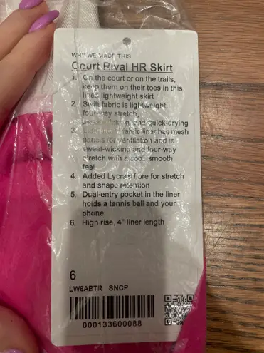 Lululemon Sonic Pink Court Rival Skirt