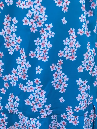 Eshakti Custom Blue Cherry Blossom Dress Half Sleeve Scoop Neck Fit Flare 4X