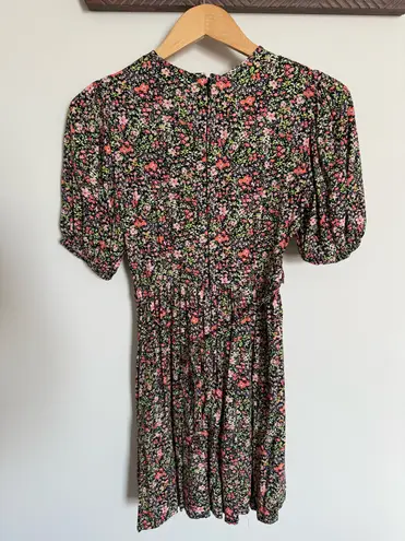 Miss Selfridge Cluster Floral Print Mini Tea Dress Size US 2