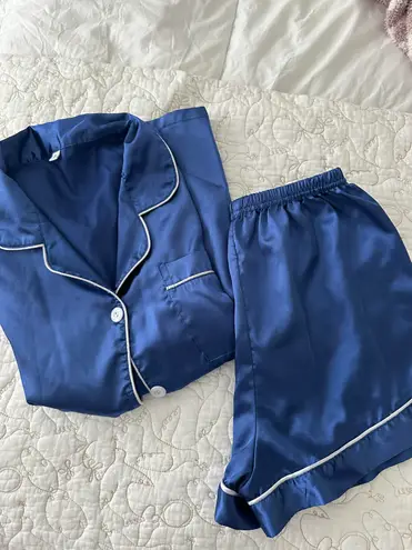 Satin Pajama Set Blue