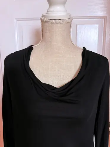 Haute Hippie Black Long Sleeve Modal Dress L Cowl Neck Tie Waist Open Back New