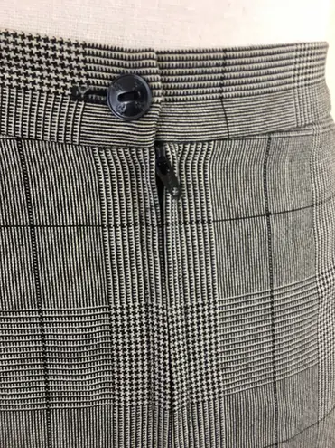 Vintage 80s Glen Plaid Check Black Cream Straight Midi Skirt Classic 16 L Size L