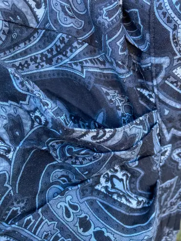 London Fog Vintage 80s 90s Rayon Paisley Midi Skirt Black Grey 14 Classic Print