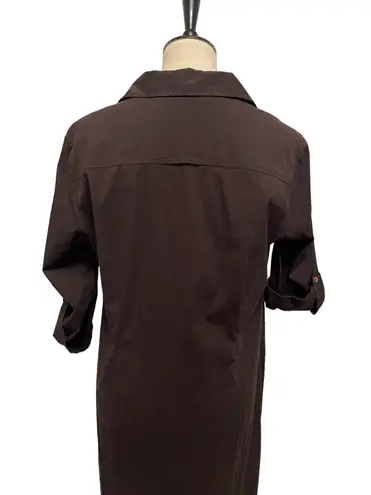 Lafayette 148 New York Black Lace Up Shift Shirt Dress