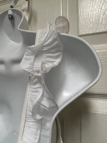 UNBRANDED White Ruffle Scoop Back One Piece Bridal Honeymoon Swimsuit Size M