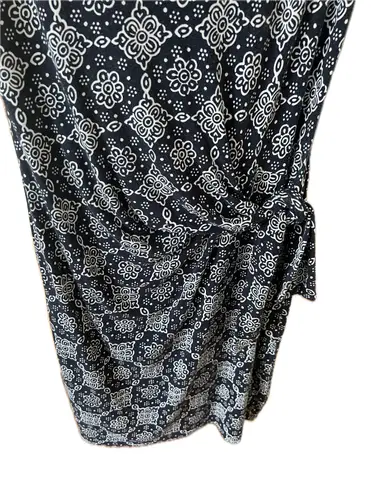 Loft Sleeveless Medallion Side Tie Dress Navy Blue & White Size XS