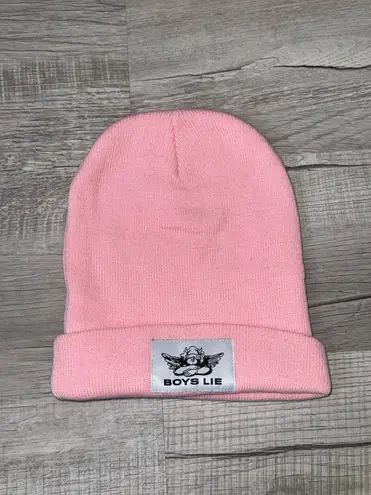 Boys Lie Pink Knit Beanie Hat Angel Logo One Size Unisex MSRP $38