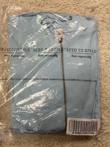 Seed To Style Organic Cotton Print or Solid French Terry Zip-Up Hoodie Aqua 1X