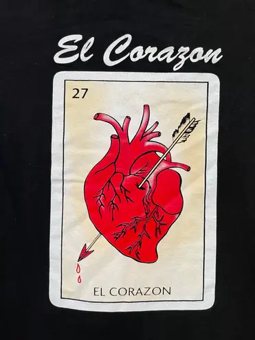 El corazón heart loteria card Mexican bingo graphic tee Black