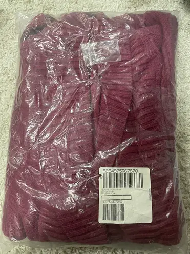 H by Halston Mix Stitch Ribbed Open Front Cardigan Heather Cabernet A294975 XL