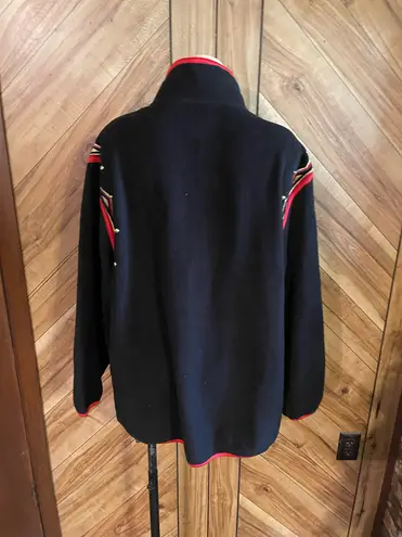 Bob Mackie Wearable Art Women’s Large Black Fleece Embellished Zipper Jacket