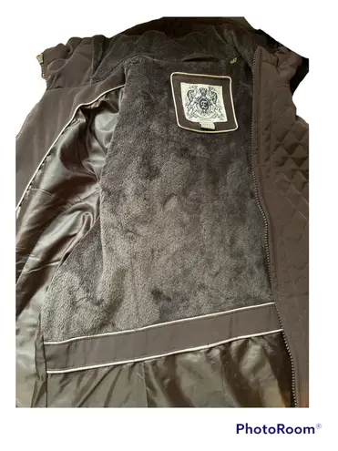 Esprit waterproof brown hooded quilted zip up jacket , M