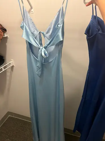 Pepper Mayo Blue Ice Satin Maxi Dress 